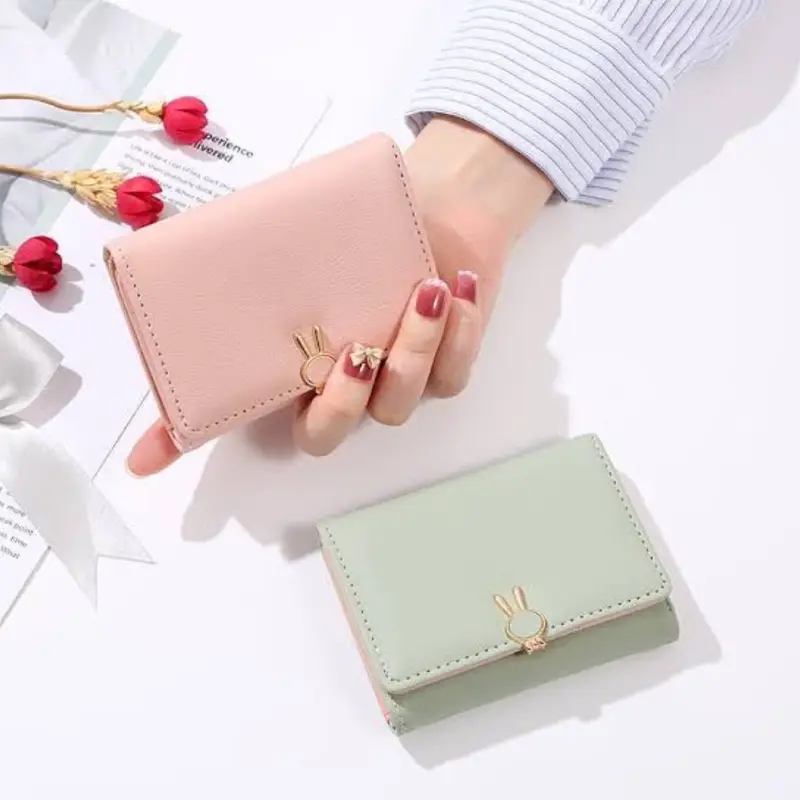 Dompet Lucu Import Premium Telinga Boneka Banyak Slot Kartu Modis Simple Elegant Modern Tutup Kancing Wanita Kulit korea 1