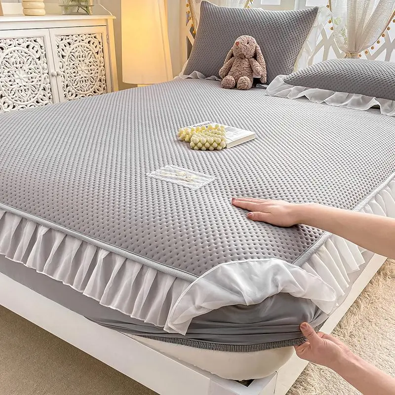Solid Color Fitted Sheet, 1 Count Soft Breathable Cooling Bed Sheet, Bedding Supplies for Home Bedroom Hotel Dormitory