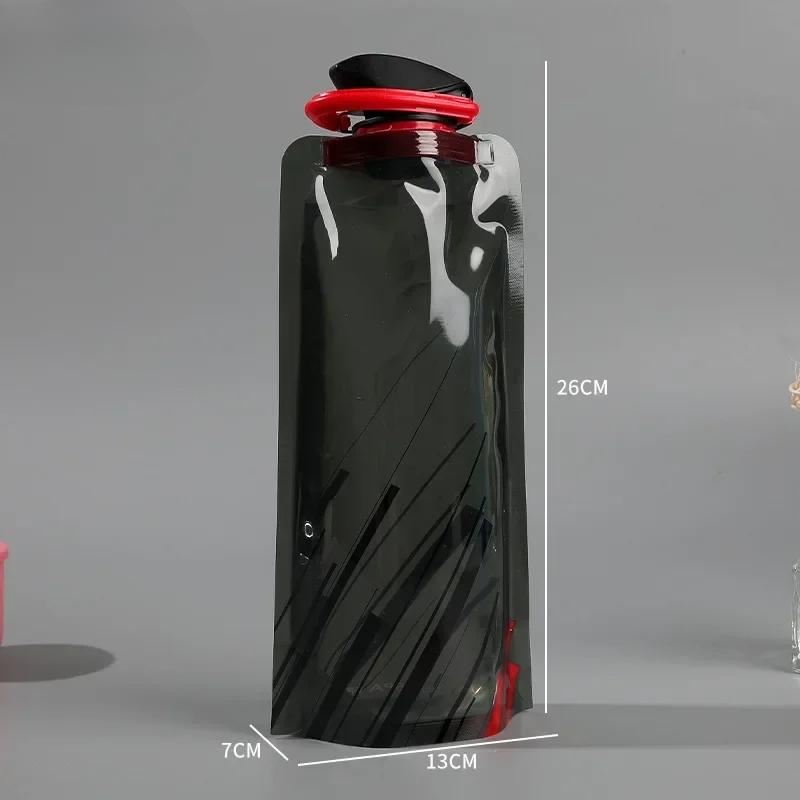 Product Introduction of Outdoor Cycling Water Bottle Suction Nozzle Portable Water Cup PE Plastic Folding Water Bag  Storage Bag with Handle 3