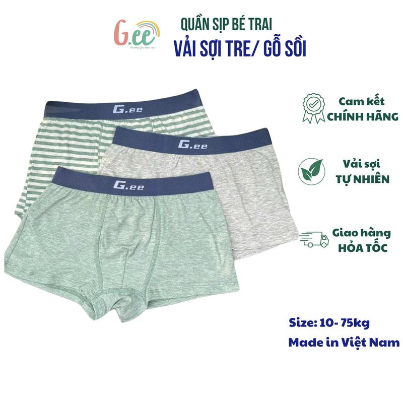 Sịp Đùi Bé Trai, Quần Lót, Quần Xì Vải Gỗ Sồi Mềm Mại Và Co Giãn Đàn Hồi Tốt Cho Bé Luôn Thoải Mái Và Dễ Chịu, Sét 3 cái, Size 10-60kg, Gee
