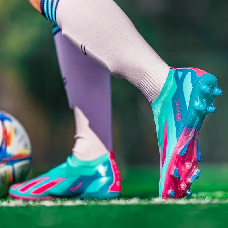 Product Introduction of No.8527 Without-Lace Mens Soccer Shoes SLIP-ON Non-Slip Turf Soccer Cleats for Kids TF/FG Training Football Boots Chuteira Campo 18