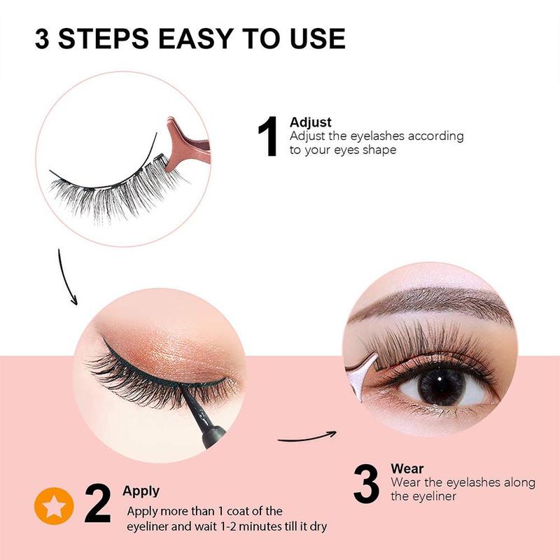 Reusable False Magnetic Eyelashes with Eyeliner & Tweezers, 5 Pairs Fluffy Eye Strip Lashes, Natural Curling Strip Lashes, Soft and Curl Fake Lashes for Women, Summer Makeup, Valentine's Day Gift, Cosmetic, DIY 5
