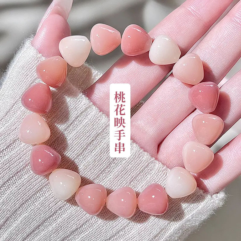 Vòng Tay Hình Giọt Nước Khắc Màu Hồng, Thích Hợp Cho Học Sinh, Có Thể Chơi Nhún Ngón Tay vòng tay  nữ 8