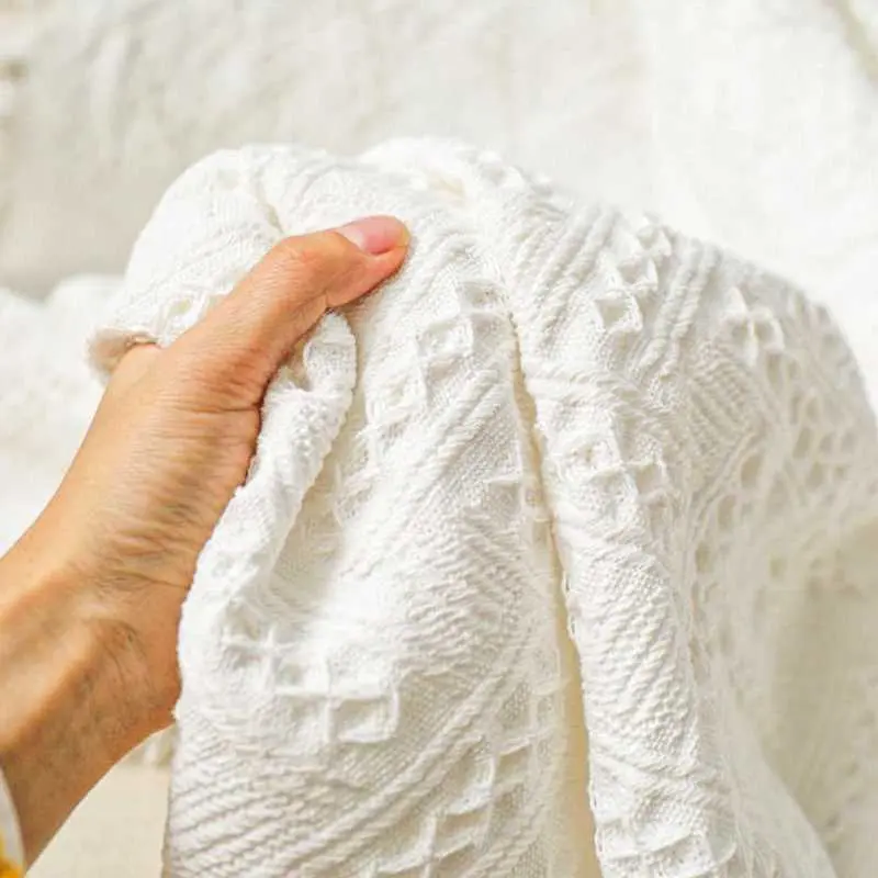 Tuala Sofa Putih Nordic, Selimut Kapas Serbaguna, Sarung Sofa Bertutup Penuh, Sarung Kusyen Sofa Tidak Licin Tiga Orang, Kain, 2025 [14000 Orang Pujian]