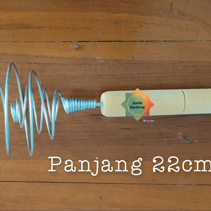 KOCOKAN TELUR SPIRAL SERBA GUNA GAGANG KAYU UNTUK ADONAN KUE GORENGAN 1