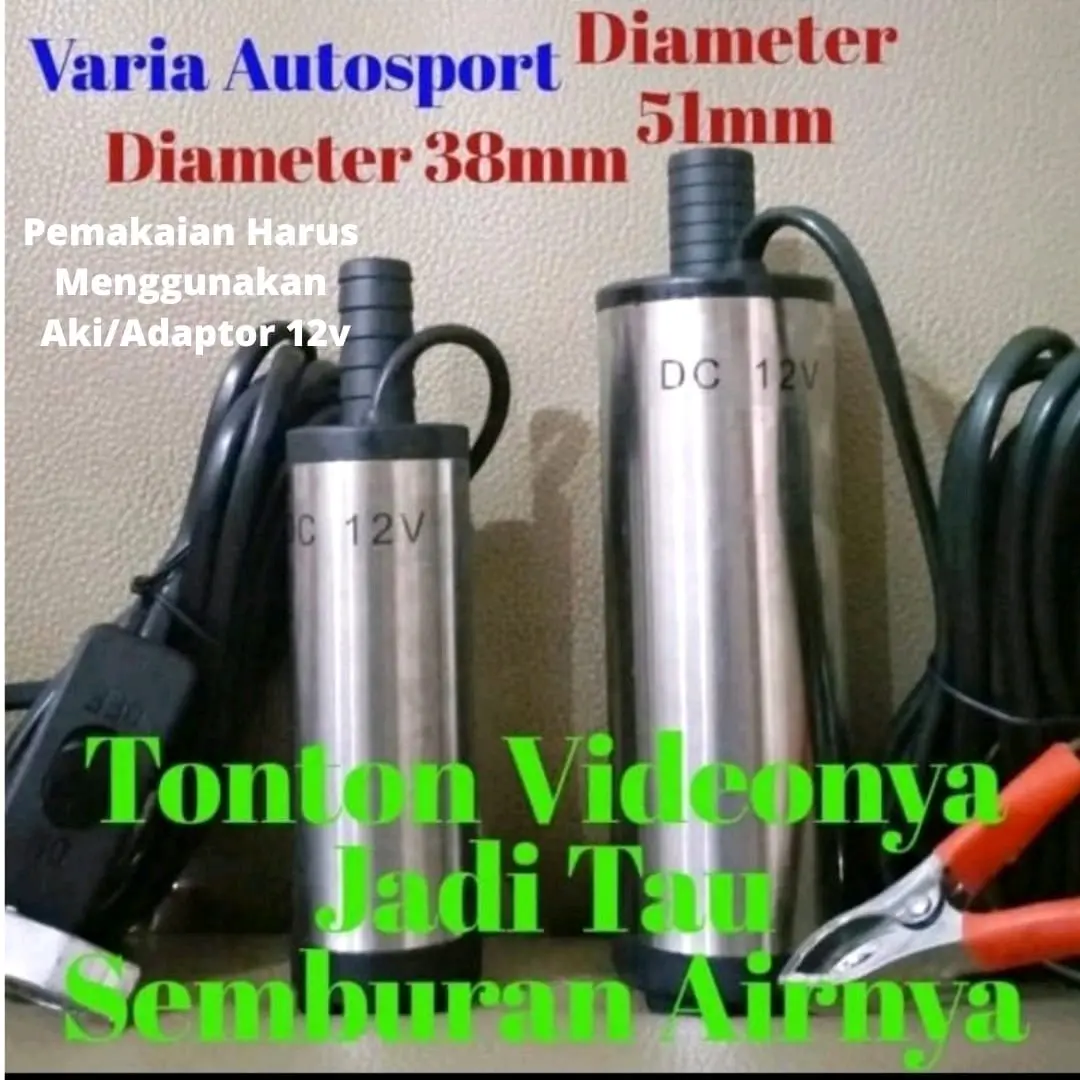 Pompa Minyak Bensin Solar Bahan Bakar Air Celup Kolam ikan Sedot Aquarium Cuci Motor Mobil Minyak Tanah Dispenser Air Galon Menguras Genangan Air Celup DC 51mm