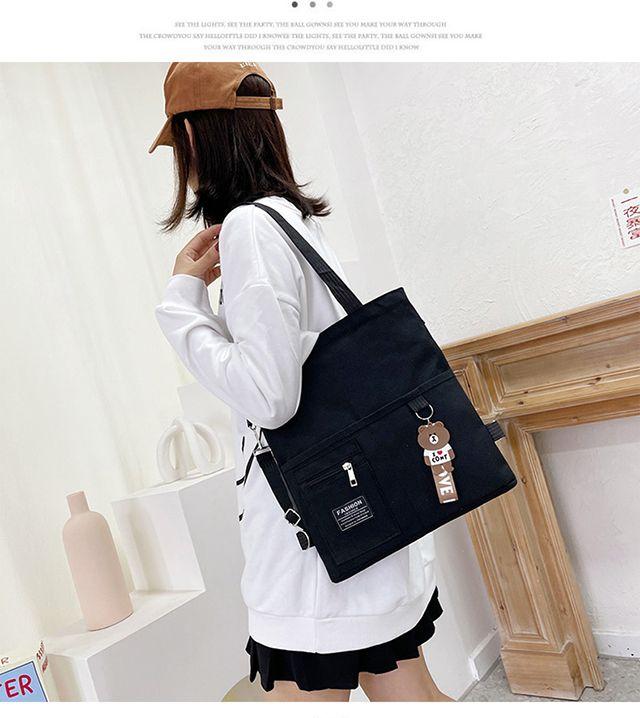 Product Introduction of [In Stock] Shoulder Bag, Handbag, Crossbody, Canvas Material, Fashion, Cute, Campus, Large Capacity 4