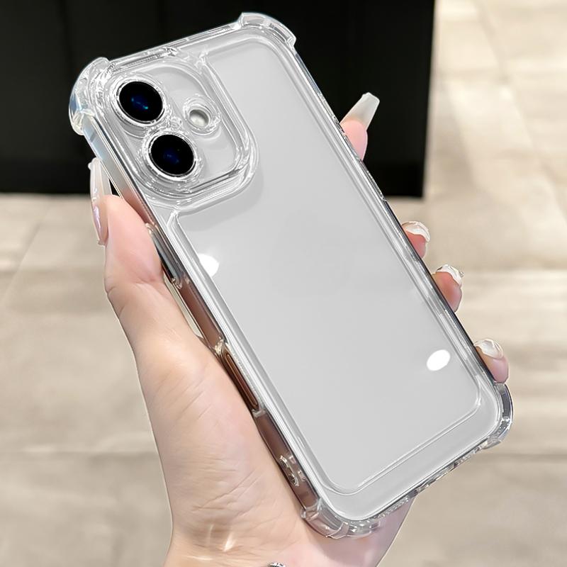 Ốp Trong Suốt, Dành Cho iPhone 16, 15, 14 Plus, 13, 12 Mini, 11 Pro Max, Xs Max, XR, X, 8, 7, 6, 6S Plus, SE 2020, 2022, Bốn Góc, Thiết Kế Đơn Giản, Chống Sốc, Ốp Lưng Trong Suốt 2