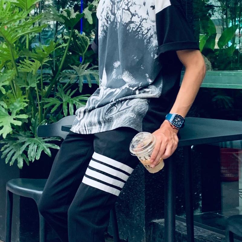 Quần âu thom E 4 sọc trắng vải tăm lì dày dặn Nam Menswear 4