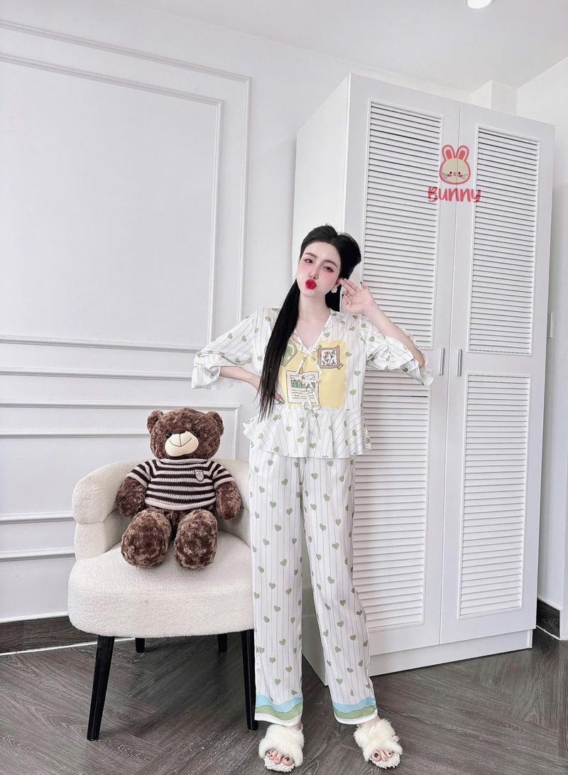 Product Introduction of Pyjama TNQD form babydoll - tay lỡ - chất liệu lụa latin - size <58kg Nữ 11