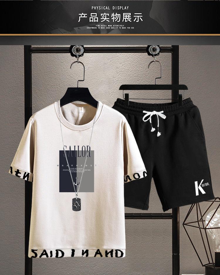 Product Introduction of 2025 New Trendy Two-Piece T-Shirt Summer Short Sleeve Set Men's Sports Casual Stylish Outfit Fashion Hot Sale 13