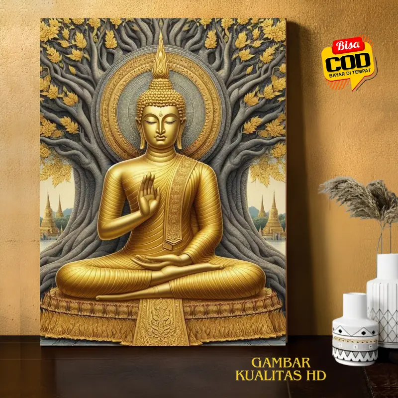 Poster MDF Gambar Budha Hiasan Dinding Aesthetic Untuk Wall Decor BD17