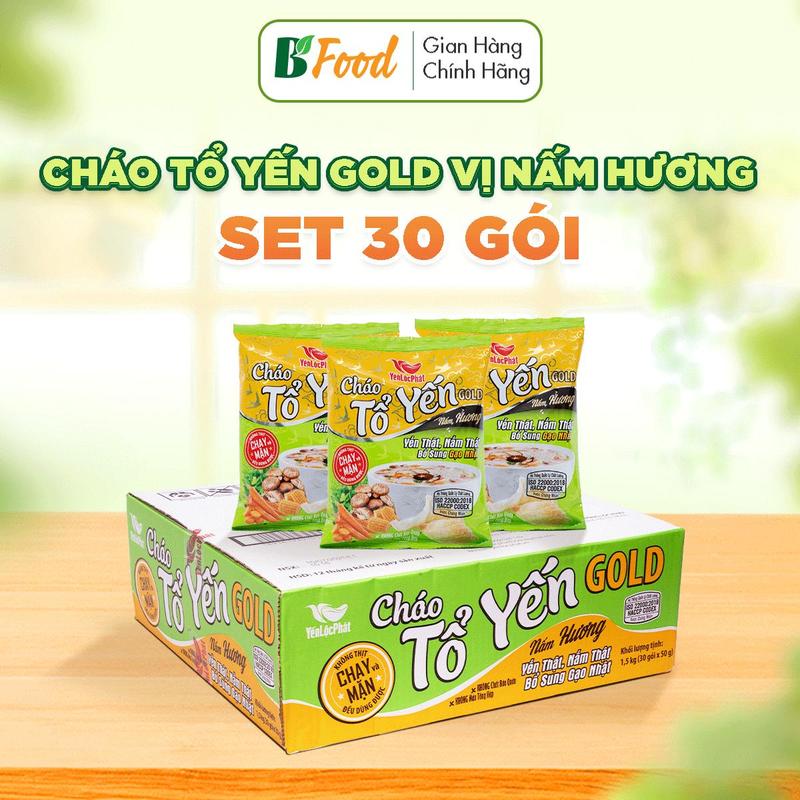  Cháo tổ yến chay nấm hương Yến Lộc Phát - Thùng 30 Gói - Yến thật nấm thật không màu tổng hợp không chất bảo quản 