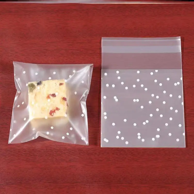 Thank You Design Cookie Bag (100pcs), Polka Dot Pattern Packaging Bag, Self Adhesive Dessert Bag, Clear Biscuit Bag For Baking, Kitchen Utensils & Gadgets 4