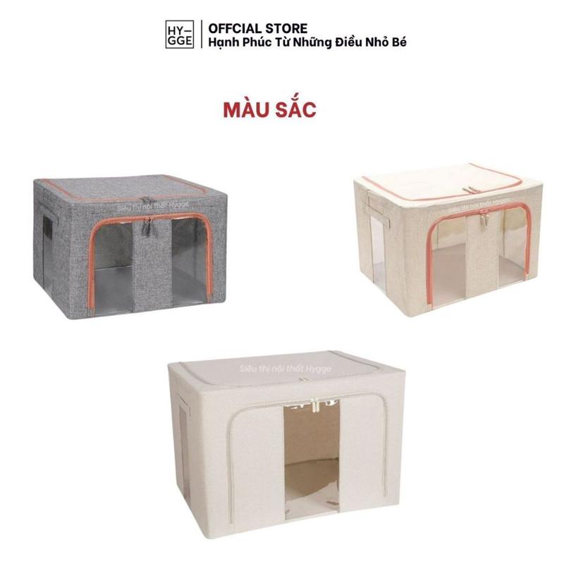 Hộp Lưu Trữ Quần Áo Vải Canvas Có Khóa Kéo Khung Kim Loại Gập Gọn Tiết Kiệm Diện Tích SP2706 7