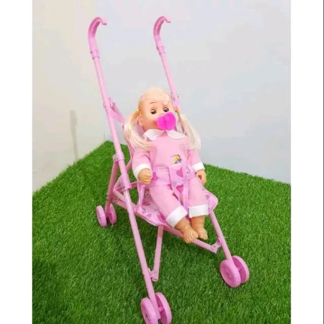 MAINAN ANAK BONEKA BAYI STROLLER DAPAT MENANGIS Perempuan 0