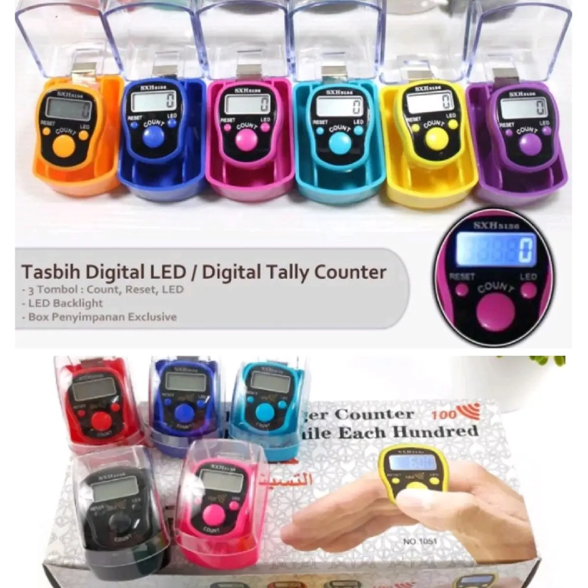 Tasbih Digital/Counter+LED+Alarm (Tanpa Jam & Tanggal)