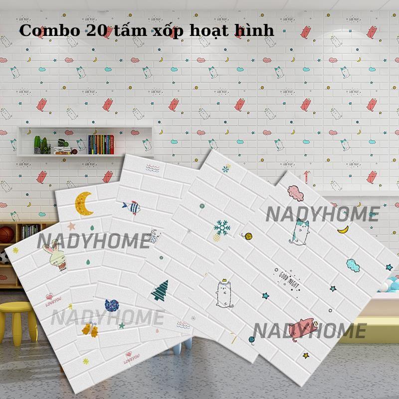  COMBO 20 miếng xốp dán tường hoạt hình 3d nhiều mẫu 
