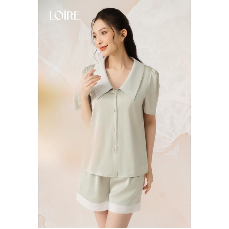 Bộ Pijama Lụa Pastel Phối Voan Trắng Loirechic LPN33