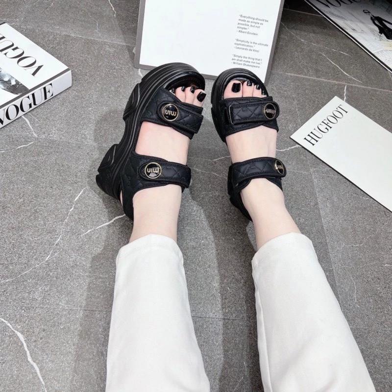 Dép xăng đan nữ đế cao 6cm da pu siêu nhẹ,Dép lê nữ đi học đi chơi sang khuy MIU QH08 DéP