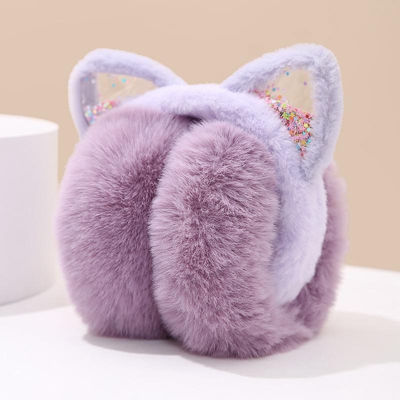 Product Introduction of Cute Cat Ears Sequins Foldable Earmuffs Winter Warm Children Adult Ear Protection Ear Bags 6