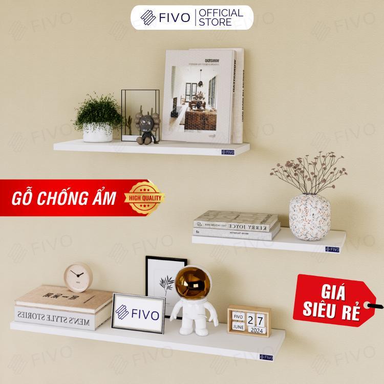 Kệ Để Sách Gỗ Treo Tường Đẹp Mini FIVO FB41 Màu Gỗ Và Trắng Gỗ Chống Ẩm Cao Cấp Hiện Đại Và Tiện Dụng Decor Phòng - Dày 17mm
