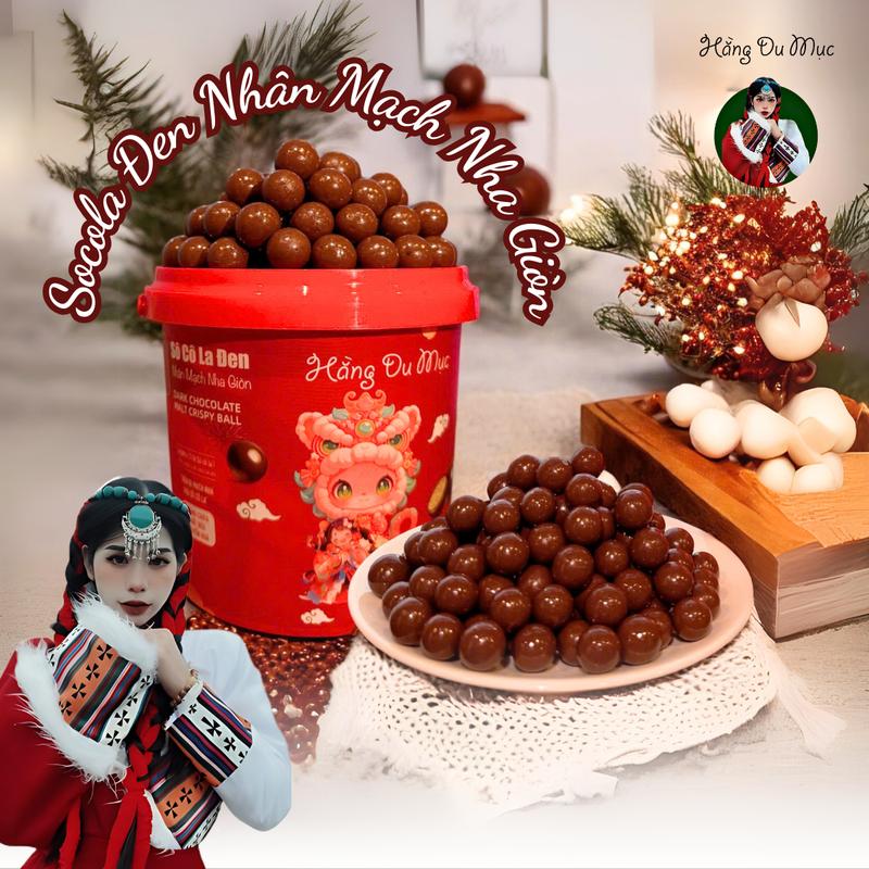[Hằng Du Mục] Socola Đen Nhân Mạch Nha Giòn Rụm - Hộp 480gram