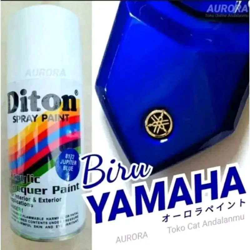 Pilok Pilox Diton 8172 Cat Semprot 300 CC Jupiter Blue Vixion Biru Yamaha Mio Vega Diton Jupiter Blue Yamaha Biru Metalik 300 Ml Pylox Tahan Bensin Car Paint silver chrome
