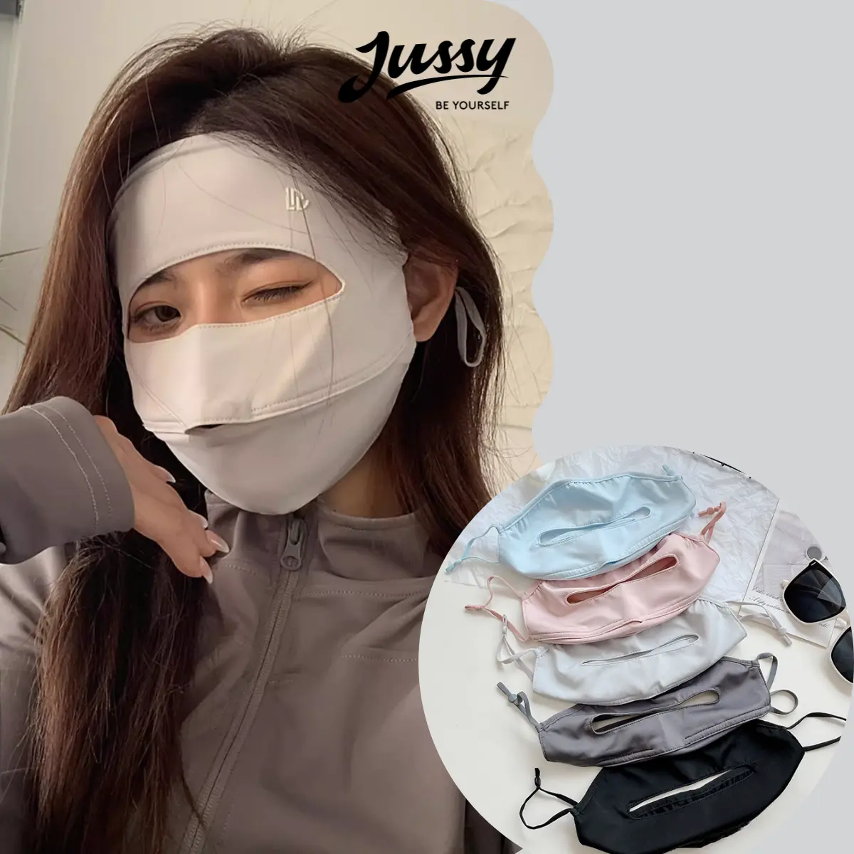 Khẩu Trang Che Full Đầu Mặt Cổ JKT02 Jussy Official Chất Vải Thun Lạnh Chống Tia UV UPF50+ Chống Đau Tai Unisex Phụ Kiện Nam Accessories