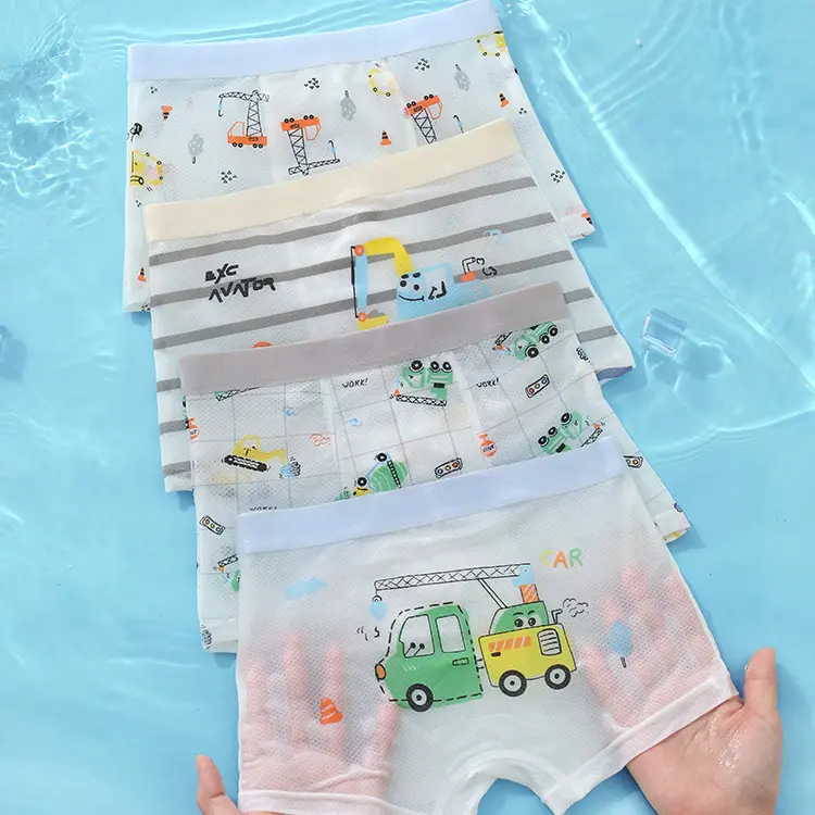 12-40 kg Set 4 Quần Chip bé trai thông hơi thoáng khí cao cấp, Quần chip xe, khủng long cho bé trai Len 1