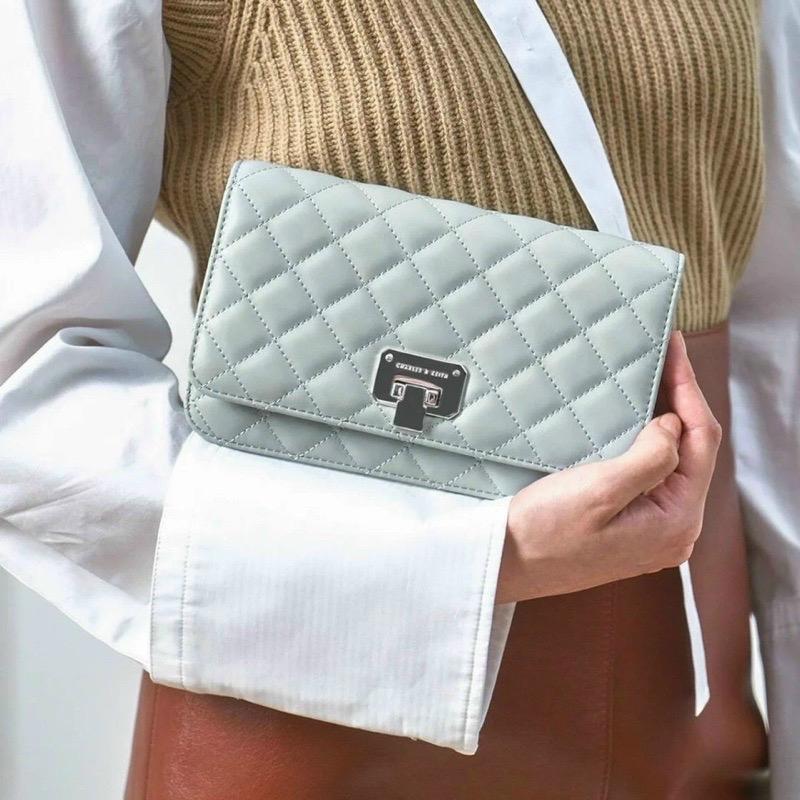 Túi Xách Cnk Quilted 199 Nữ Size 20 dây da phối xích đeo chéo