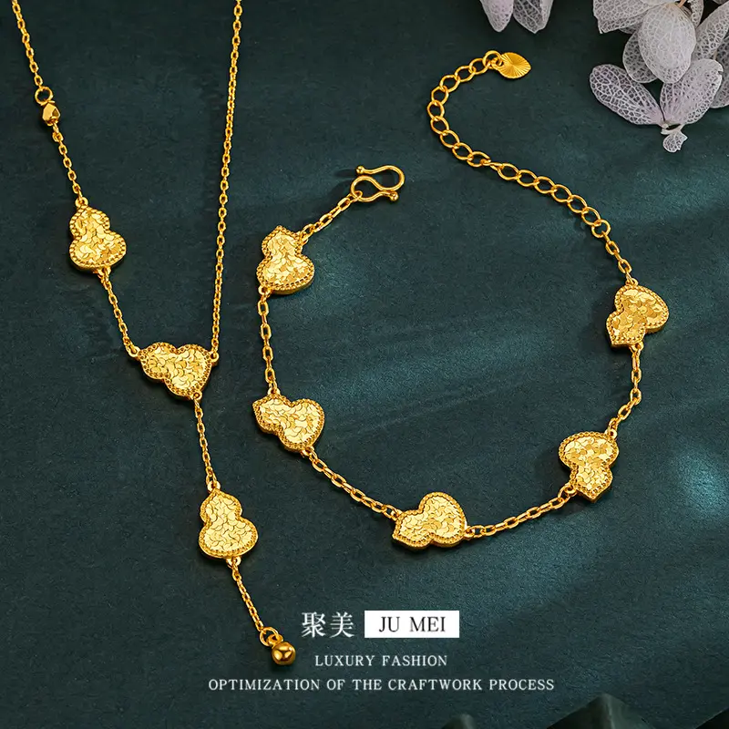 Xiaohongshu Same Style Fashion CNC Five One Ice Crushing Pattern Gourd Bracelet Alluvial Gold Luxury Niche Accessories Personalized Bracelet
