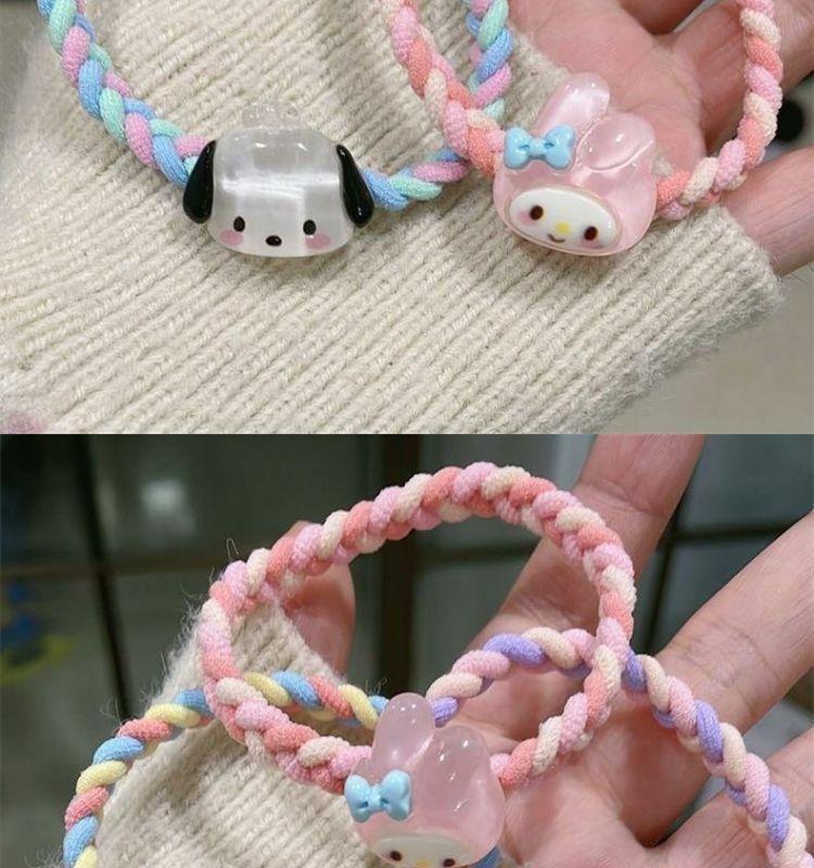 Product Introduction of New Cute Sanrio Hair Tie Elastic Band Ins Style Braided High Elasticity Hair Ring Hair Rope Mori Style New Ponytail Holder 9