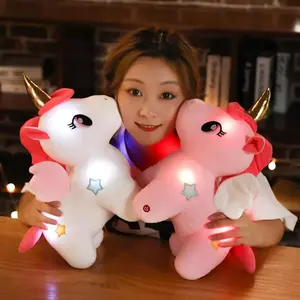 Boneka Unicorn Bertanduk Mainan kuda Poni Led Bisa Nyala Kado Hadiah Ulang Tahun Anak