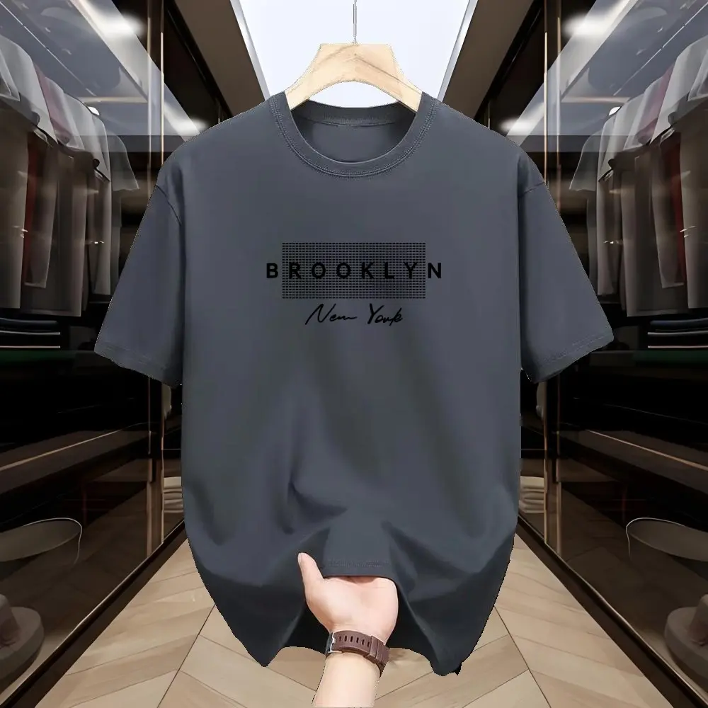 Áo Thun Búp Bê New York, Dành Cho Nam Giới, ngắn Tay Áo, Phong Cách Thường Ngày Vừa Vặn, Màu Xanh Lá Cây, 100% Cotton, Đi Kèm Với Quần Đùi, Hàng Mới Về