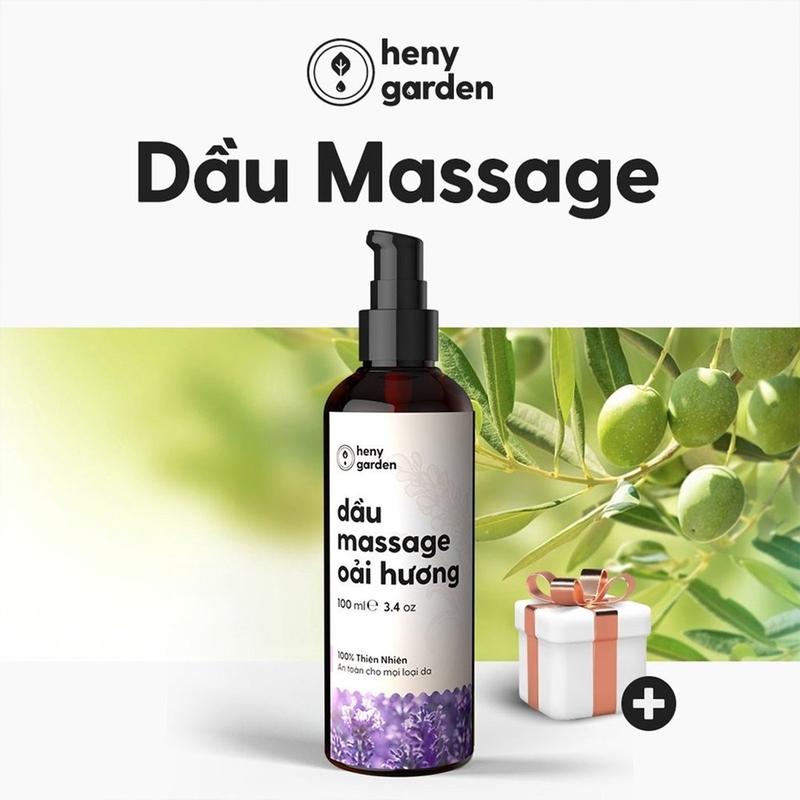   Mua 2 Tặng 1  Dầu Massage Body Thiên Nhiên 100mL Heny Garden Dưỡng Da Từ Dầu Mát Xa Hạt Nho Olive và Cám Gạo 