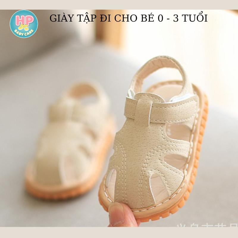  Giày sandal bé trai tập đi 0-3 tuổi thời trang da mềm êm chân đế cao su chống trượt có kèn tít  dép sandal cho bé trai Kem Voi giay tap di cho be labubu rọ chip 