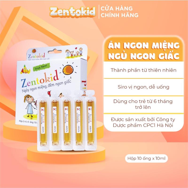 Siro Zentokid Hỗ Trợ Bé Ăn Ngon Tiêu hoá tốt Hộp 10 ống x 10ml Cho Bé