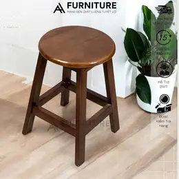 Mẫu Ghế Gỗ Cao Su Mặt Tròn Phù Hợp Cho Quán Cafe