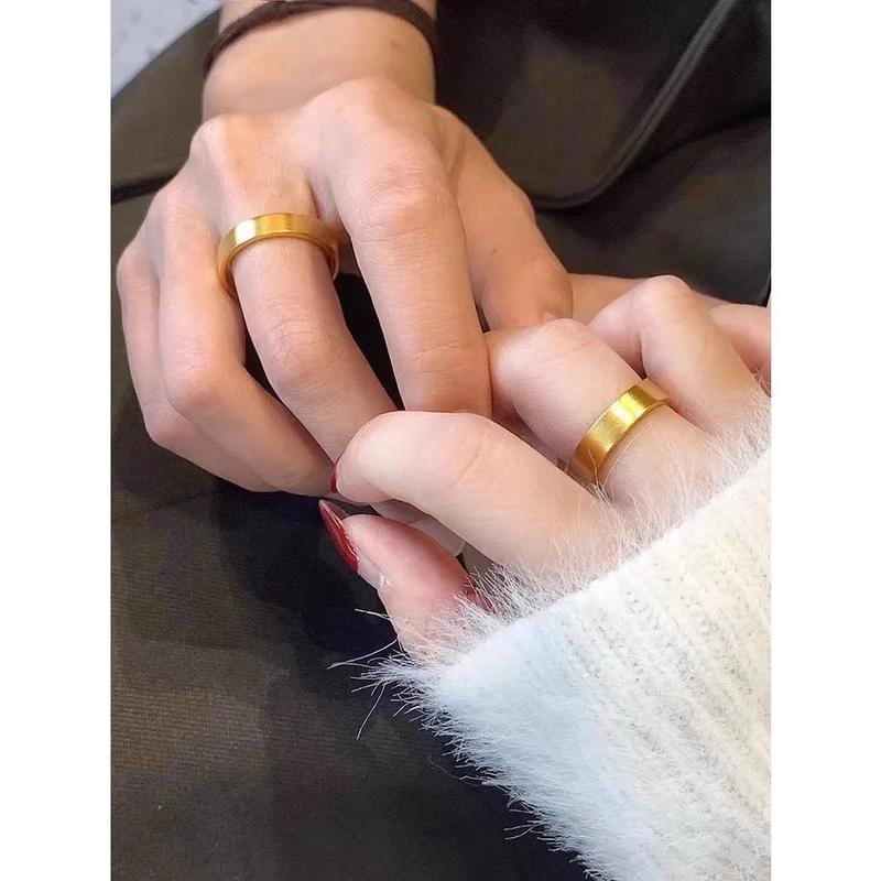 Ancient inheritance titanium steel plated 18K gold ring men and women classic plain ring couple ring non-fading index finger jewelry 5