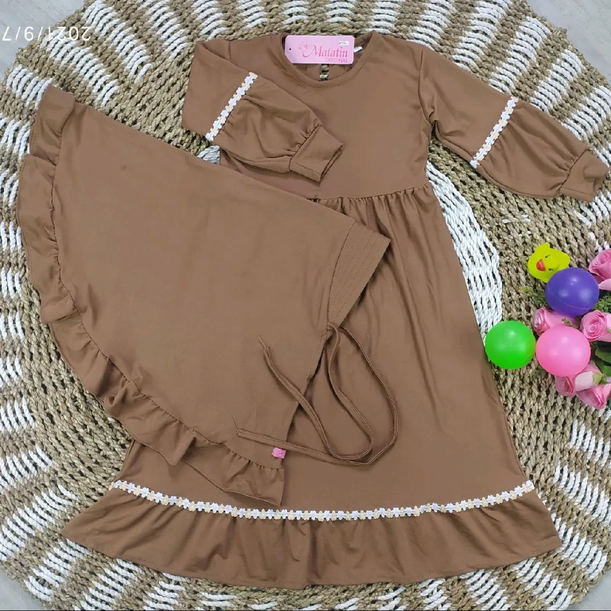 gamis anak perempuan usia 1-9 tahun renda clover dress baju