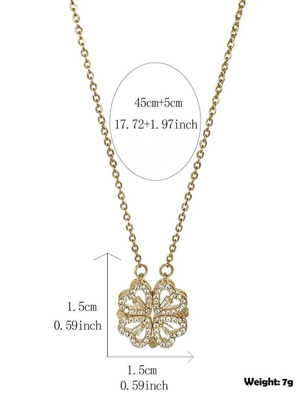 Elegant Style Hollow Out Clover Decor Pendant Necklace, Clover Pendant Necklace, Women's Fashion Jewelry Accessories For Party & Daily Wear 1