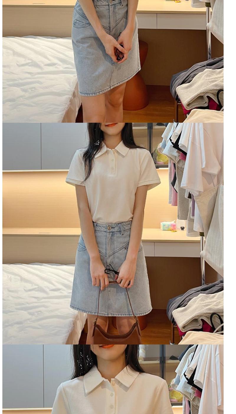Product Introduction of White Short Sleeved T-Shirt For Women In Summer 2025, New Loose Polo Collar Small Shirt, Slimming And Versatile Shoulder Top, Autumn 3