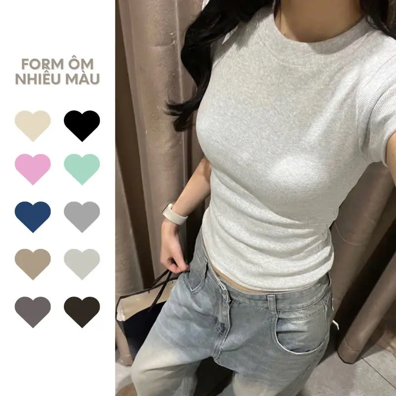 Áo thun dáng dài trơn form ôm đủ màu basic chất liệu thun con giãn 4 chiều fit dáng siêu đẹp- AT011, AT014 Guuu