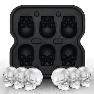 Molde para cubitos de hielo con calavera de 6 cavidades, bandeja de hielo de silicona con calavera (1 unidad), molde para cubitos de hielo de Halloween, gelatina, dulces, bandeja de hielo, accesorios de cocina
