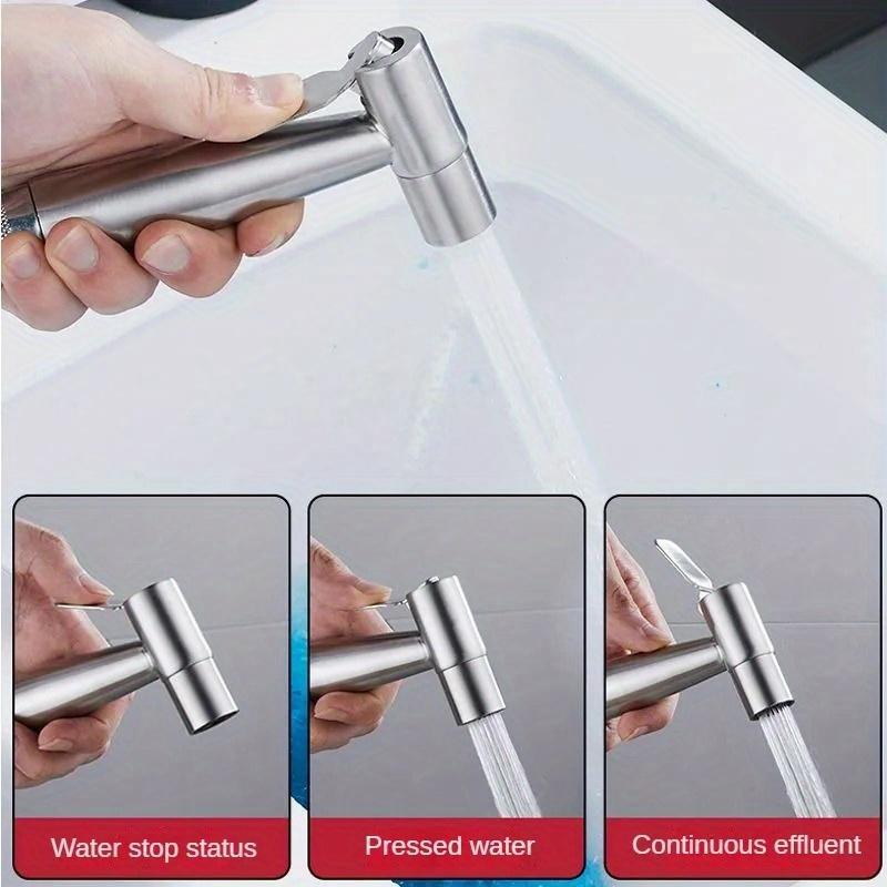 Handheld Bidet Sprayer & 1.5m Hose Set, 1 Set Shower Toilet Bidet Faucet Sprayer with Self-Cleaning Nozzle, Uncharged Power Mode, without Bracket 4