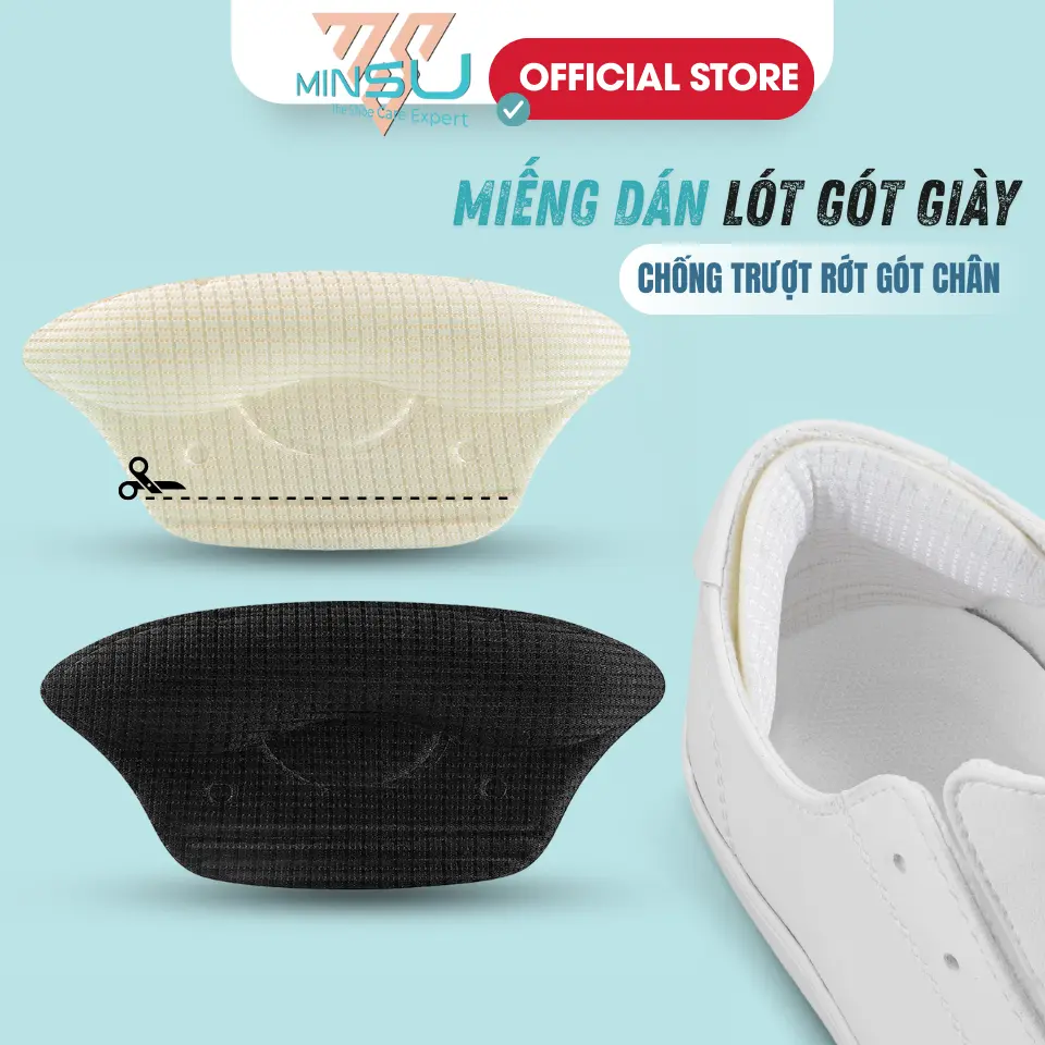 Miếng Lót Gót Giày MINSU Bảo Vệ gót Chân M5511 Miếng Dán Giảm Size, Chống Trầy, Chống Xước, Giảm Đau, Bảo Vệ Gót Chân, Dùng Cho Giày Cao Gót, Giày Thể Thao, Nhiều Kích Thước 3 mm 6 mm 10 mm Đen Kem Trắng