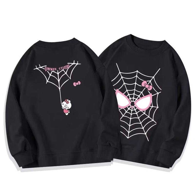 ￼Áo sweater nữ form rộng hàn quốc dễ thương Hình in NHỆN cute áo nỉ dài tay mùa thu đông mẫu mới 2025 top nỉ Ép hàn