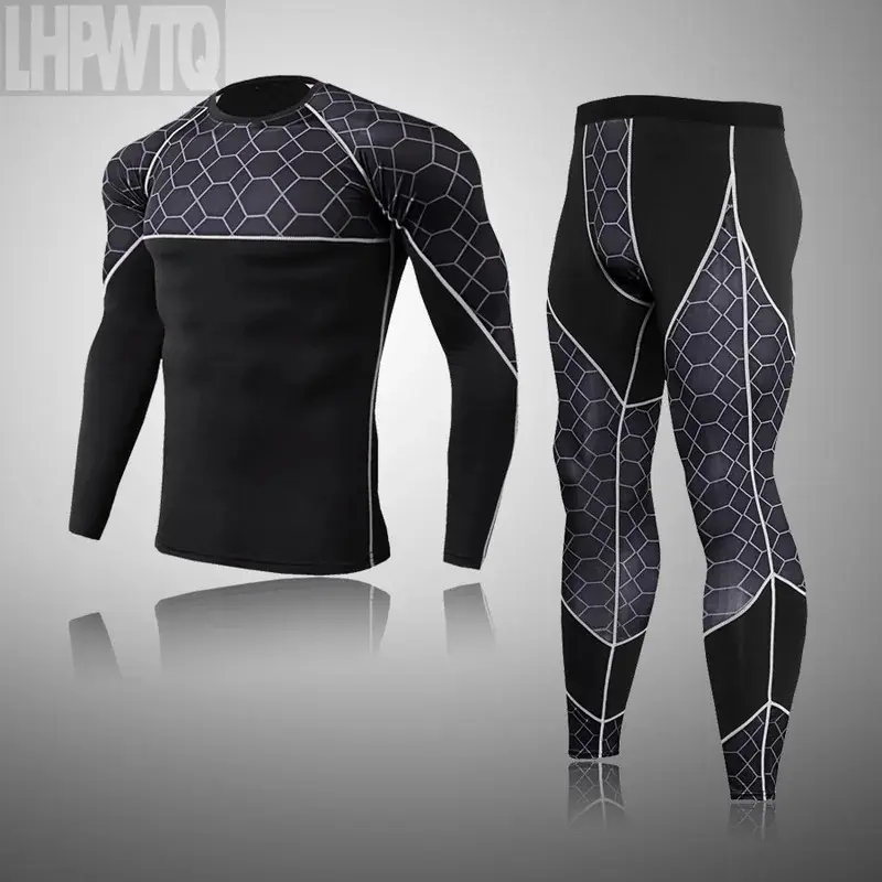 Men's Sports Thermal Underwear Set Men Running Long Johns Compression Leggings Clothing Winter First layer Jogging Skin Care