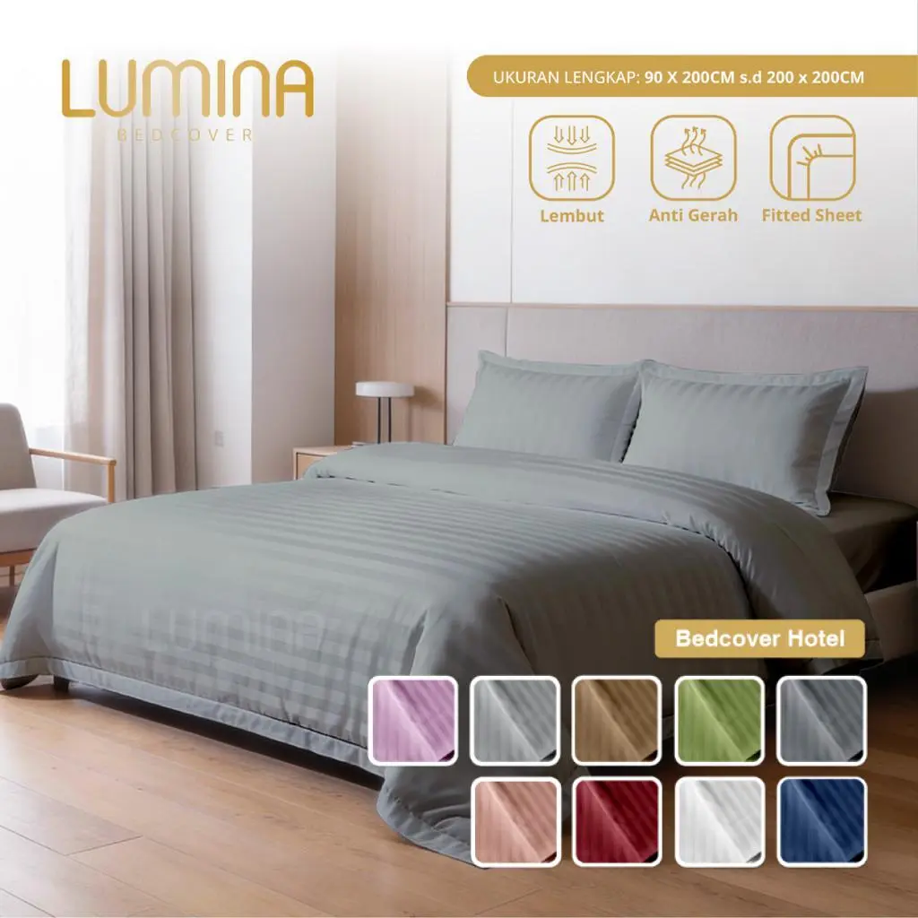 Lumina Bedcover -  Sprei & Bedcover Set Premium Hotel  - Ukuran Lengkap 160x200/180x200/200x200